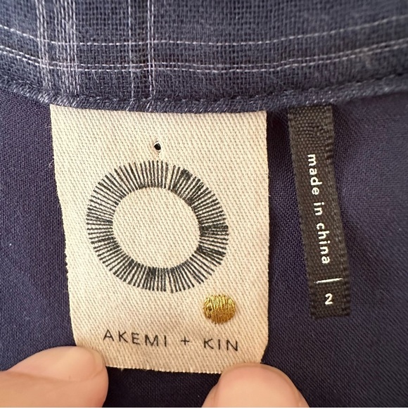 Anthropologie’s Akemi Kin Sz 2 Cottagecore Dress Navy Blue Plaid Codie Lace - Picture 13 of 16